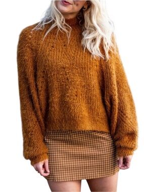 NWOT Orange Brown Turtle Neck Knit Sweater size M
